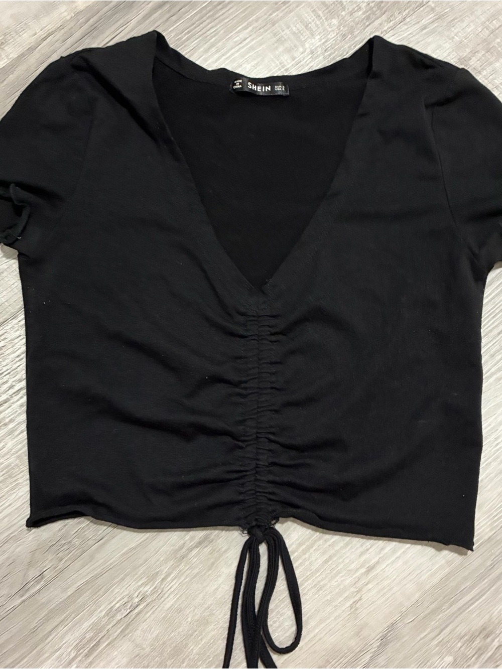 shein ruched drawstring crop top